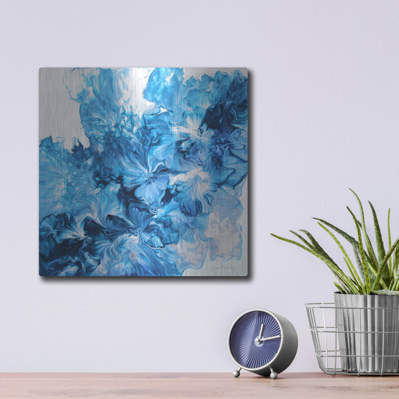  «Abstract Pouring O» par Jean Plout, art mural en métal, 12 po x 12 po, H 12 po x l 12 po