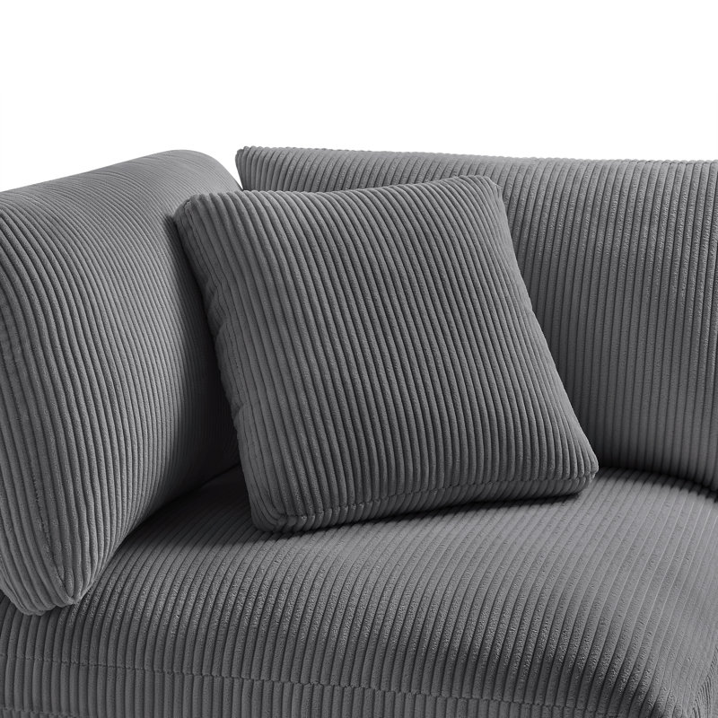 Jazzmyne Corner Wedge Chair, Gray Corduroy