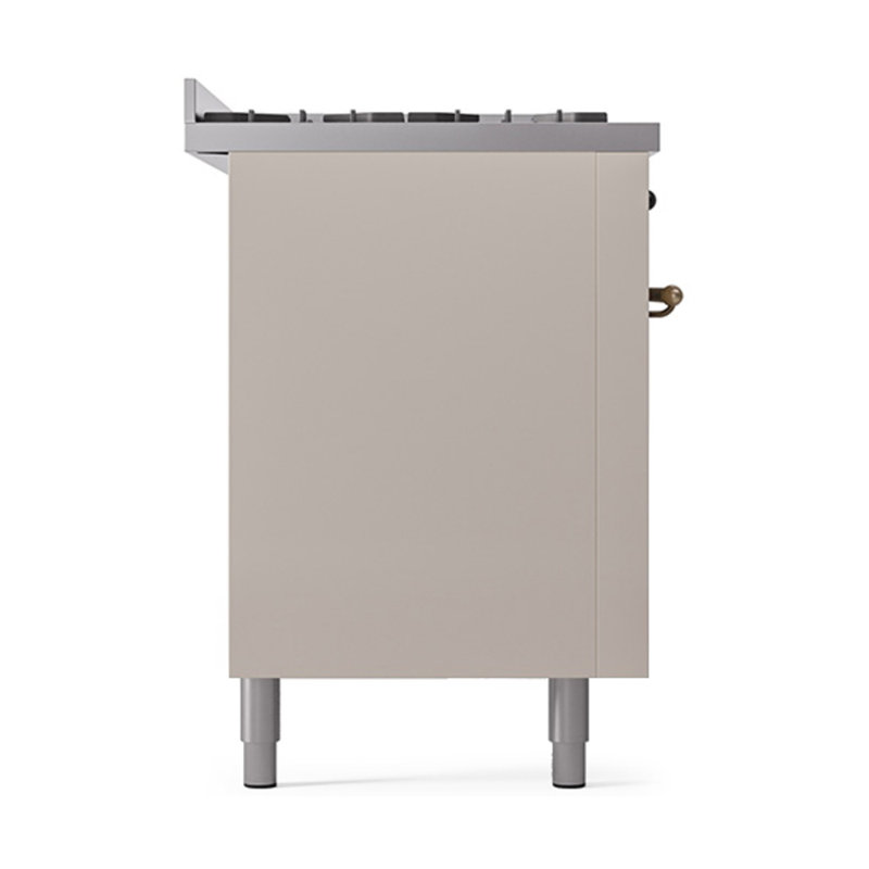 ILVE Nostalgie II Noblesse 60 in Dual Fuel Range, 9 Burner, Griddle, Liquid Propane, Antique White/Burnished