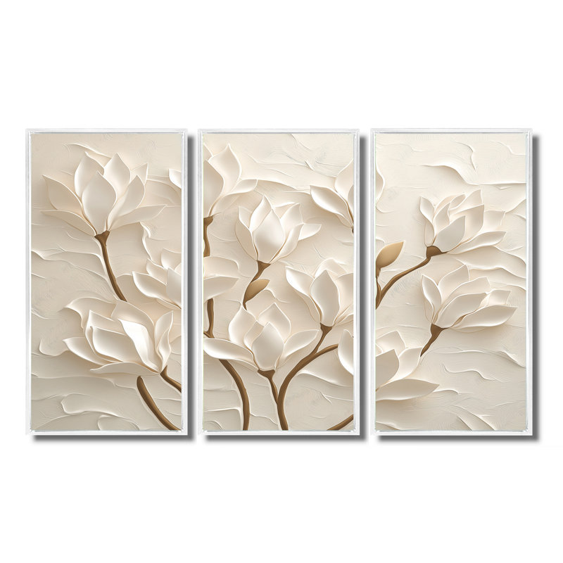 Ensemble de salon Adalbern - Magnolia, H 32 po x l 48 po, Reproduction avec cadre flottant, White