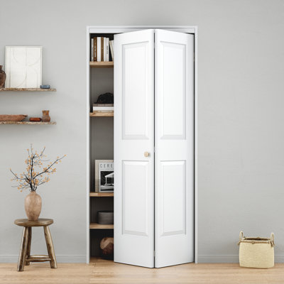 30" x 80" White Primed 4-Panel Bi-Fold Door With Hardware Kit
