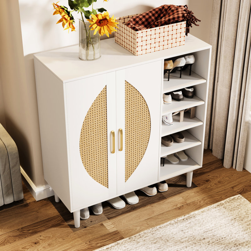 Armoire de rangement pour 20 paires de chaussures avec 2 portes et 8 tablettes réglables pour le vestibule