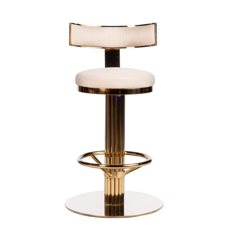 Candace Swivel Upholstered Counter/Bar Stool with Stainless Steel Frame and Linen Seat – Mid-Century Modern Glam Stool for Kitchen or Bar