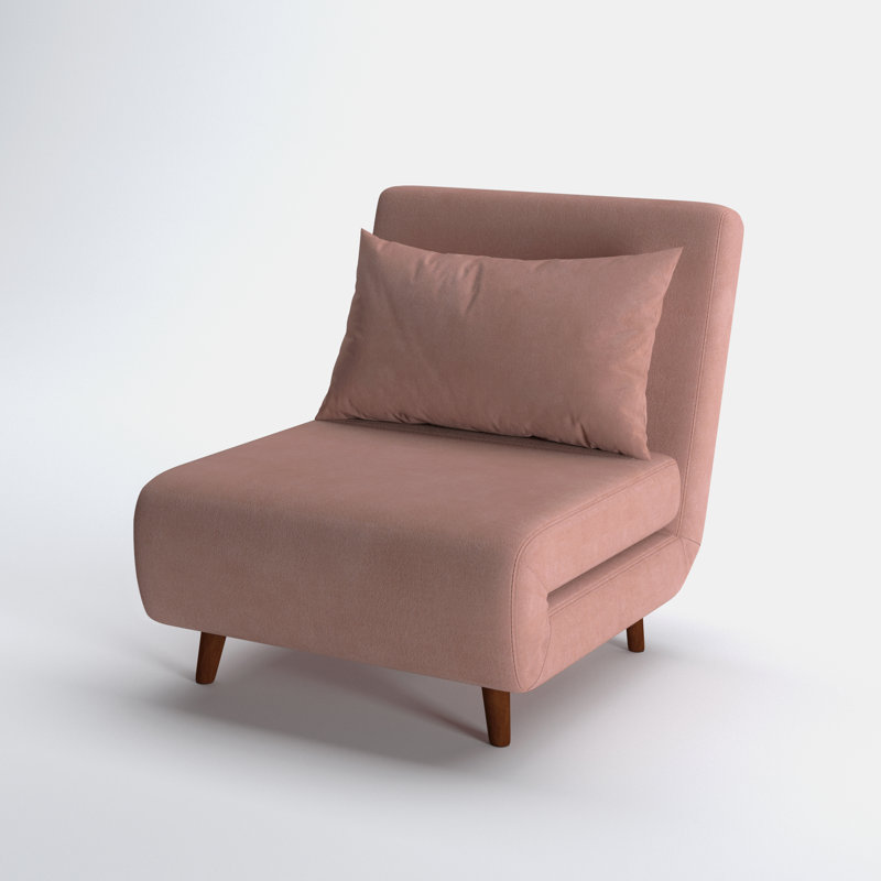 Fauteuil convertible Jacquelyn, Velours rose, 31.9"