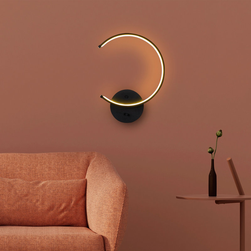 Modern Black Wall Lamp, 12W LED, 12.6 x 18.1 x 2.4 inches | Metal Body with 3.9-inch Base Plate | IP20 Rated, Perfect for Contemporary Home Décor & Accent Lighting, Integral LED - 3000K Warm Light