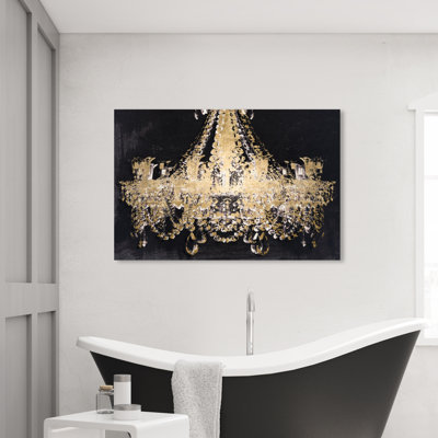 «Fashion and Glam Chandelier Gold / Black», impression sur toile tendue