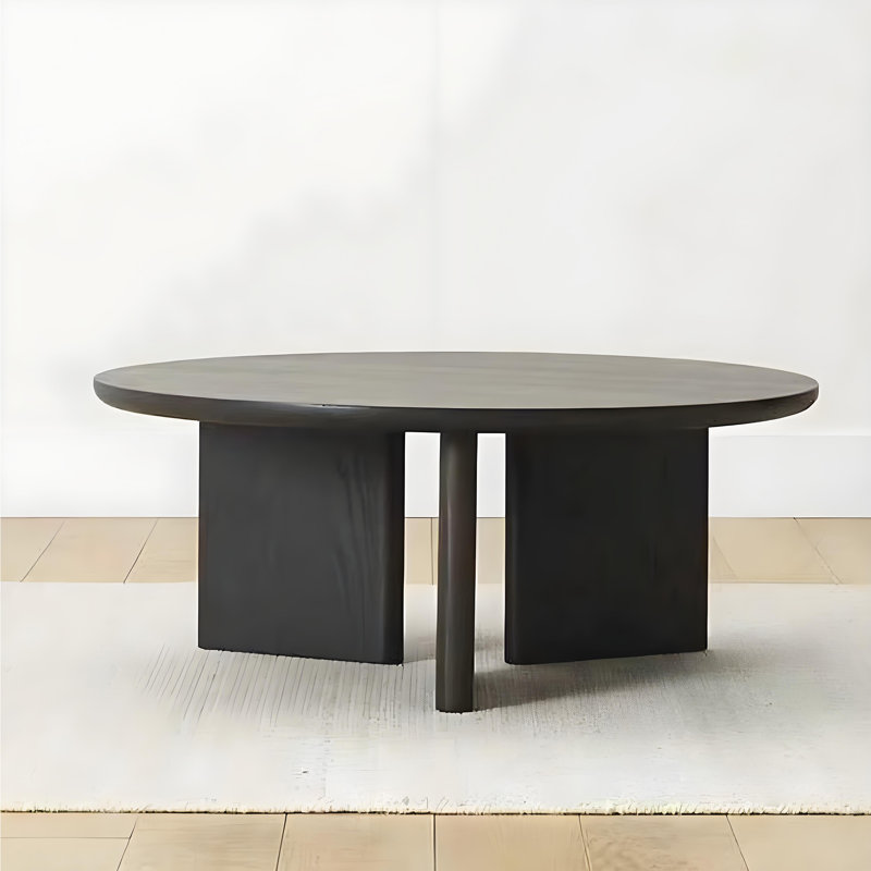 Nordic-style solid wood coffee  table, 15.7" H x 31.5" L x 31.5" W, Black