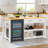 60" Solid Wood Kitchen Island with Storage, Power Outlets, 2 Drawer and Fridge Space for Kitchen Dining Room, Farmhouse Style, White-189876633