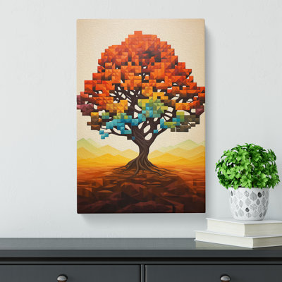 Oak Tree Geometric Art - Wrapped Canvas