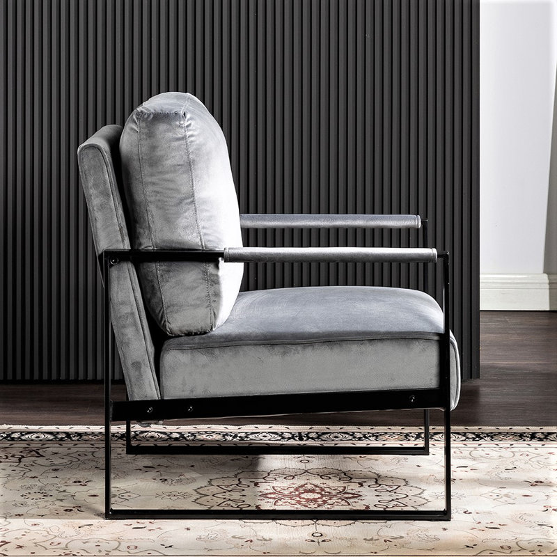 Chaise d'appoint classique Mid Century Modern, Gris, Gris