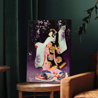 1Pcs, art mural, impression de geisha japonaise, impression traditionnelle de cerisier en fleurs, décoration murale orientale pour salon, chambre à coucher, décorations pour la maison, rétro, culture asiatique, art mural sur toile