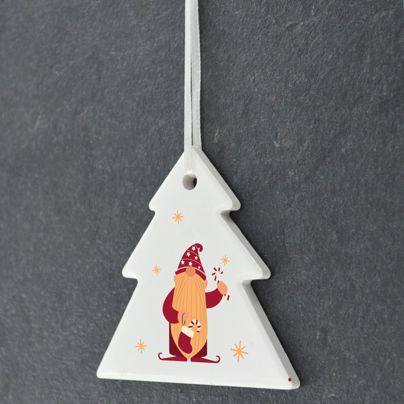Carley Festive Gonk Candy Canes Tree Shaped Ceramic Ornament