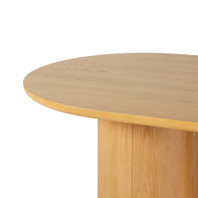 Aaric Modern 78" Oval Solid Oak Wood Dining Table With Pedestal Base, Seats 6, White Oak
