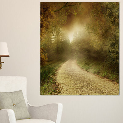 « country road through automne décor », reproduction de photo sur toile tendue