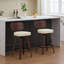 Ensemble de 2 tabourets de bar pivotants de style Mid-Century, tabourets de bar à hauteur de comptoir revêtus de similicuir avec dossier en noyer et pieds en bois cintré pour îlot de cuisine-1178228857