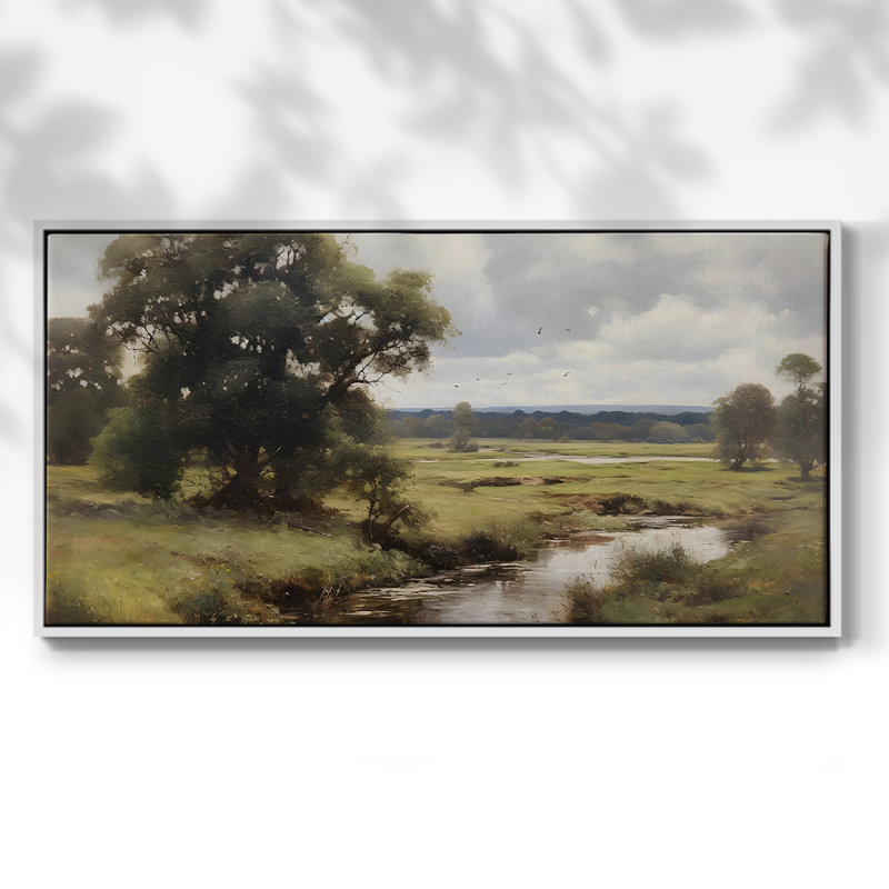 Série paysage -MXVI- Toile tendue avec châssis encadré - Prêt à être accroché, H 21 po x l 41 po, Blanc
