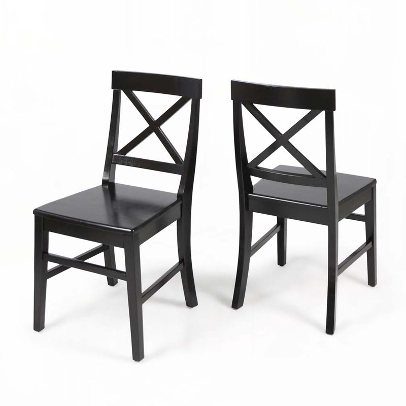Chaise d'appoint en bois massif Gelacio, Noir, noir, noir, noir