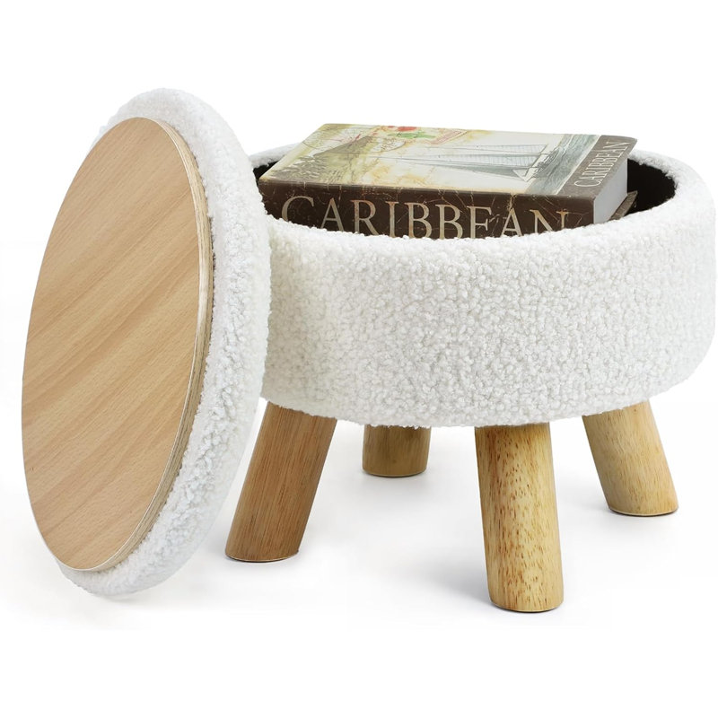 Tabouret moelleux avec rangement caché Flip, Blanc
