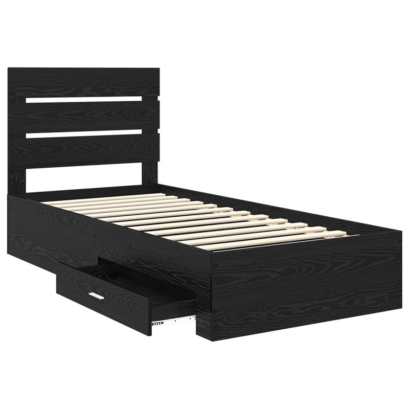 Bed, Black Oak, European Single (90 x 200 cm)