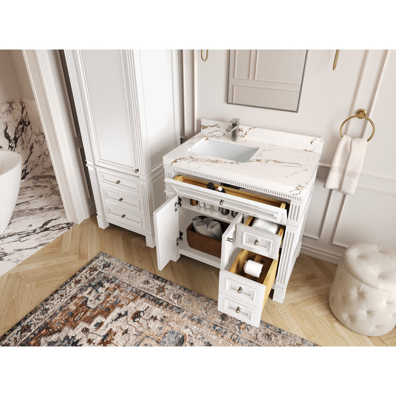 Paris 36 po X P 22 po Meuble-lavabo de salle de bain D, Calacatta Laza