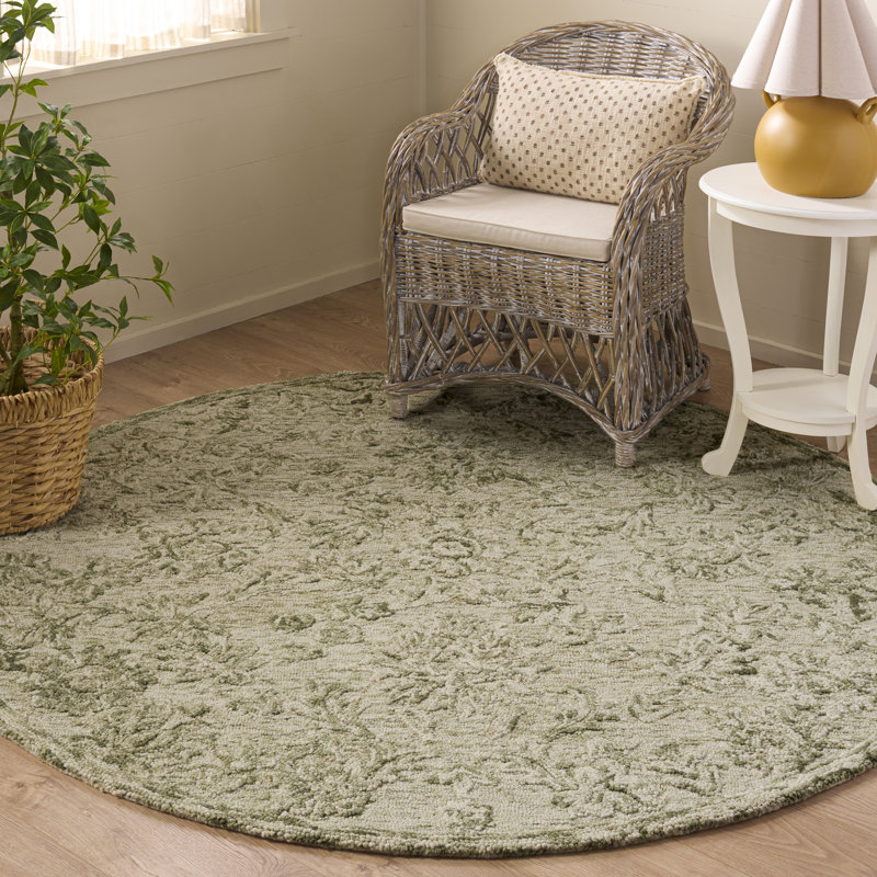 Blossom Hand Tufted Wool;Cotton Solid Color Indoor Rug, 6'-0" x 6'-0" Round