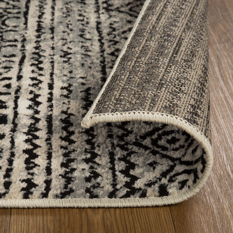 Cosmo Modern Geometric Indoor Area Rug with Vintage Rustic Distress, Rectangle 8' x 10', Cream