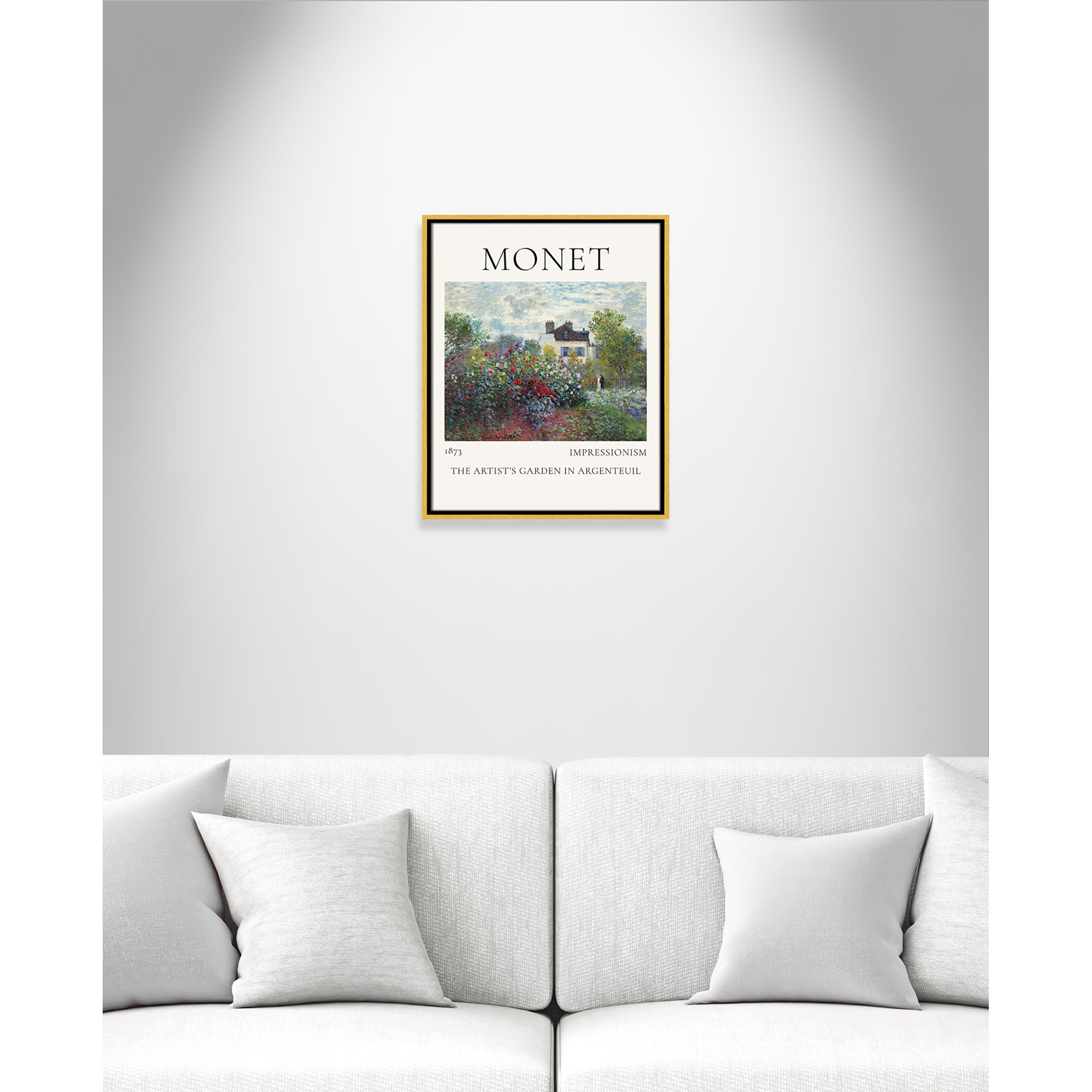 Artists Garden in Argenteuil Print by Claude Monet, No, 21.5" H x 17.5" W x 2" D, Gold Floater Frame