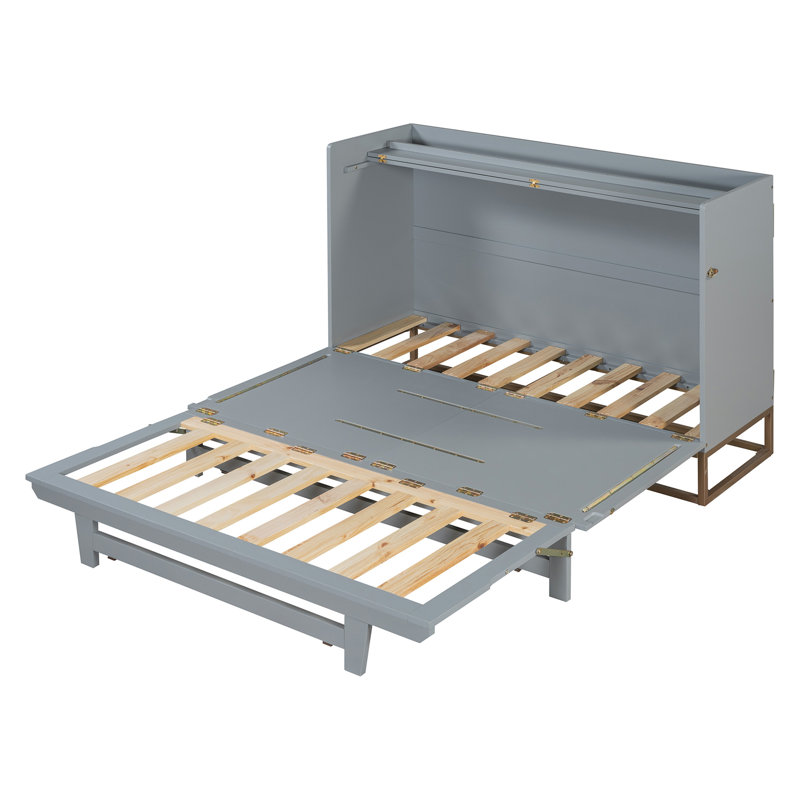 Lit escamotable avec pieds en fer, design moderne, Gris
