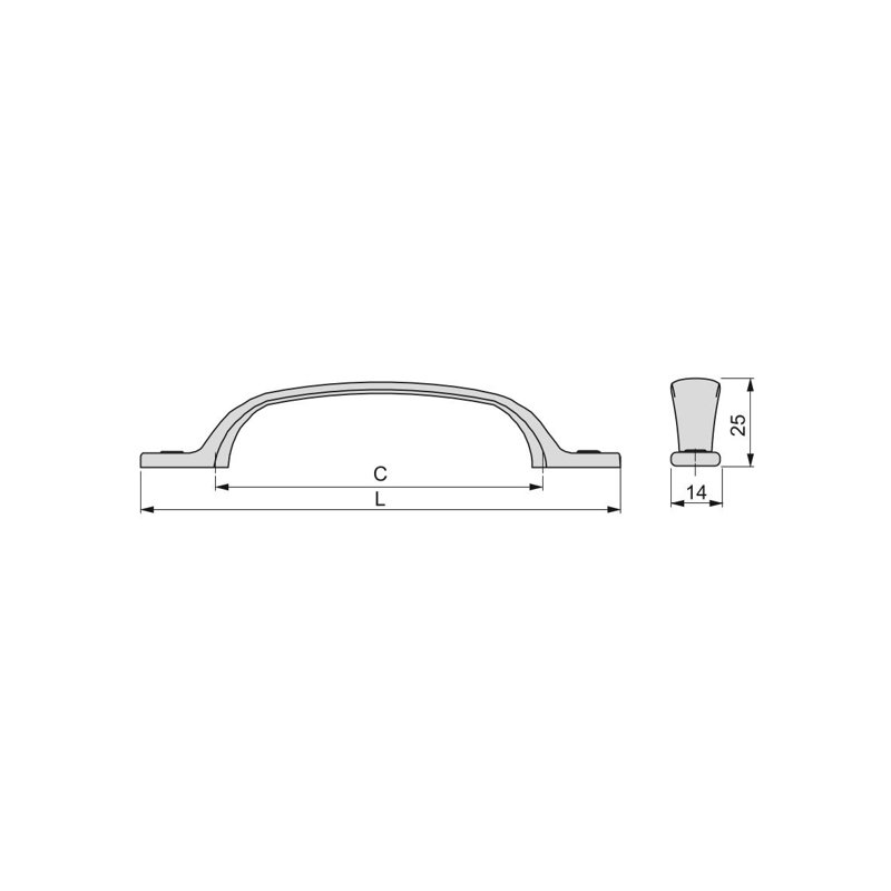 Marmo Zamak 9.6cm Centre Arch Handle