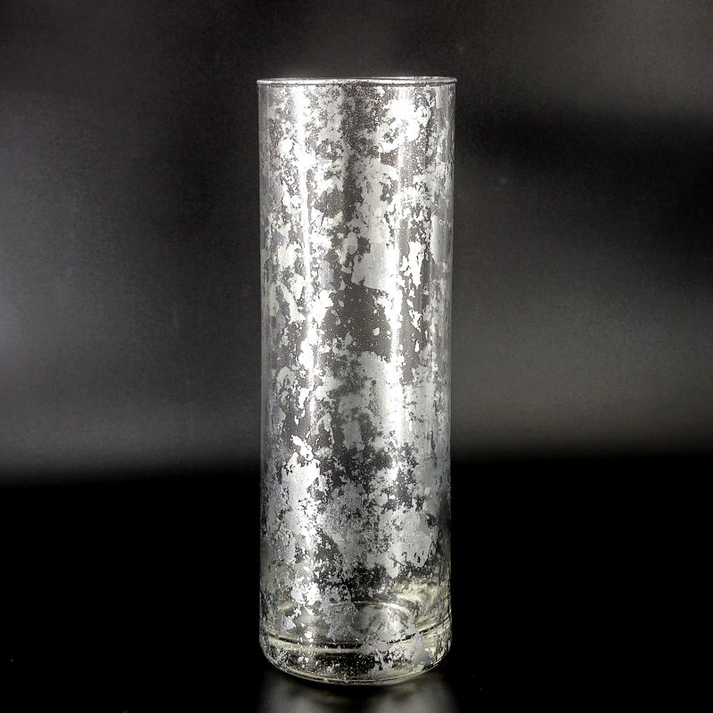 Vase en verre Thassos, Argent argent, H 12 po x l 4 po x P 4 po