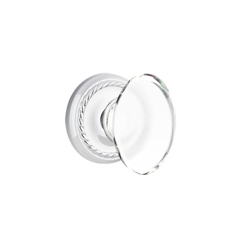 Bouton de passage avec corde rose Hampton, Chrome brillant