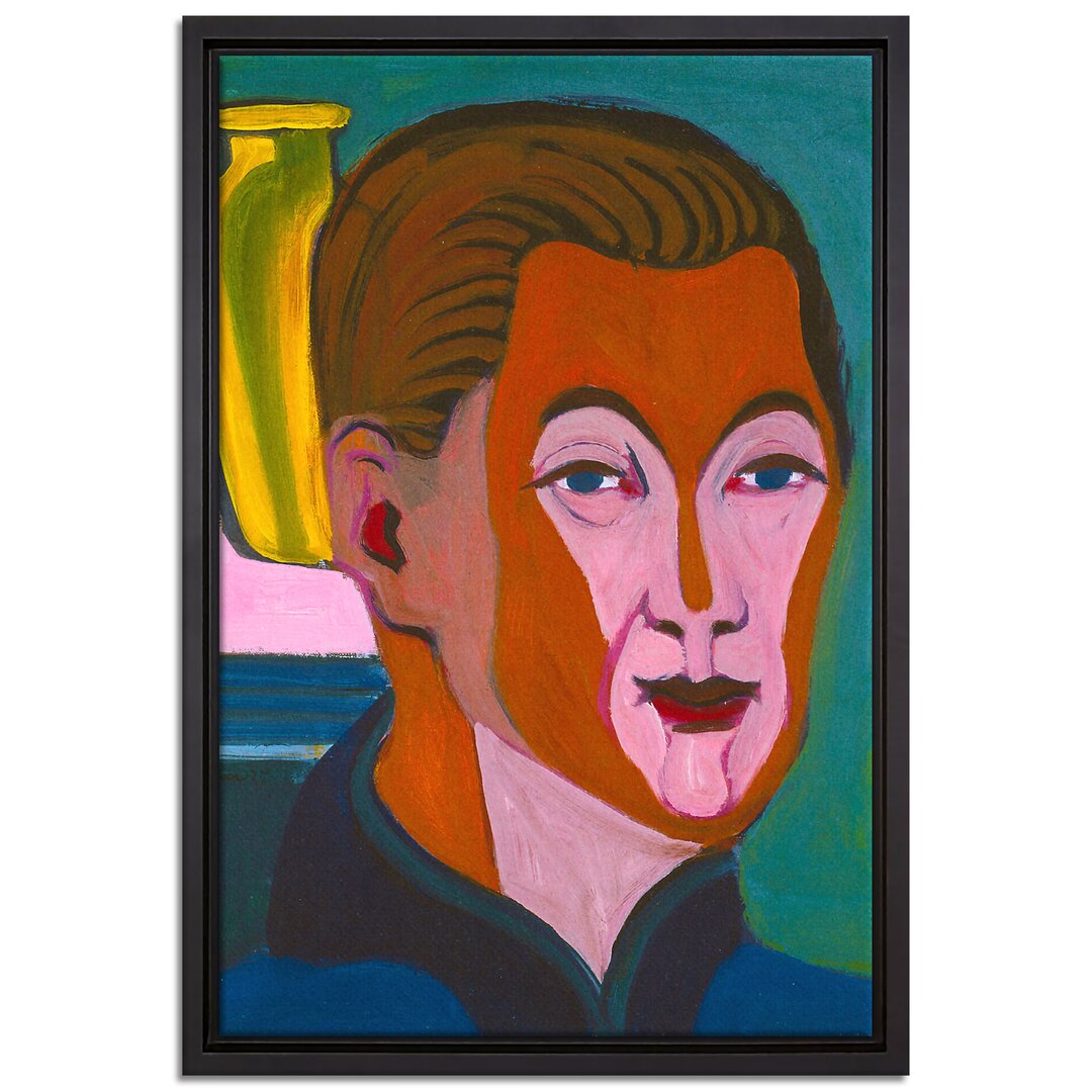 Gerahmtes Leinwandbild Head of the Painter Self-Portrait von Ernst Ludwig Kirchner