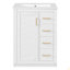 Meuble-lavabo 24 po avec lavabo intégré en céramique, meuble-lavabo simple avec 1 porte et 3 tiroirs-121099805