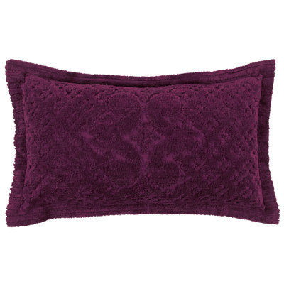 Ashton Collection 100% Cotton Chenille Tufted Pillow Sham, Medallion Design, Soft Breathable, OEKO-TEX Certified, Machine Washable, All-Season, 20" x 36", Plum