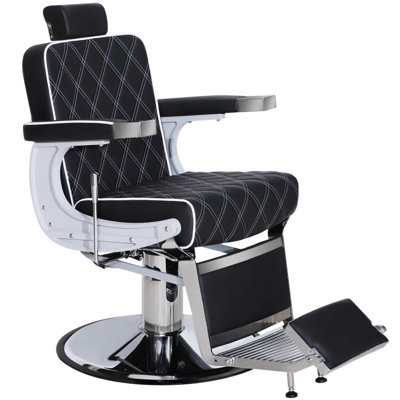 26.7" Wide Vegan Leather Heavy Duty Metal Manual Ergonomic Recliner Barber Chair