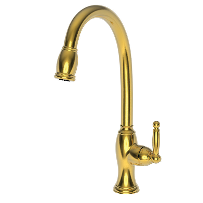 Nadya Single Handle Pull Down Kitchen Faucet, Uncoated Polished Brass (Living, non-returnable)
