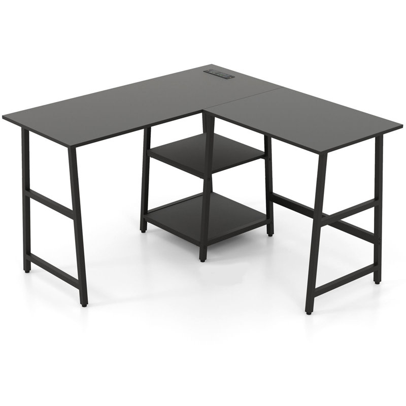 L-Shaped Metal Base Computer Desk