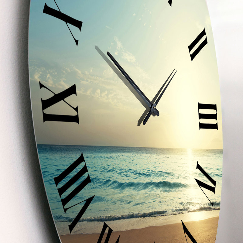 Coucher de soleil sur la plage des Seychelles - Horloge murale nautique et côtière, Petit