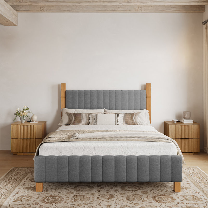 Natural Log Style Solid Wood Post Bed, King, Gray