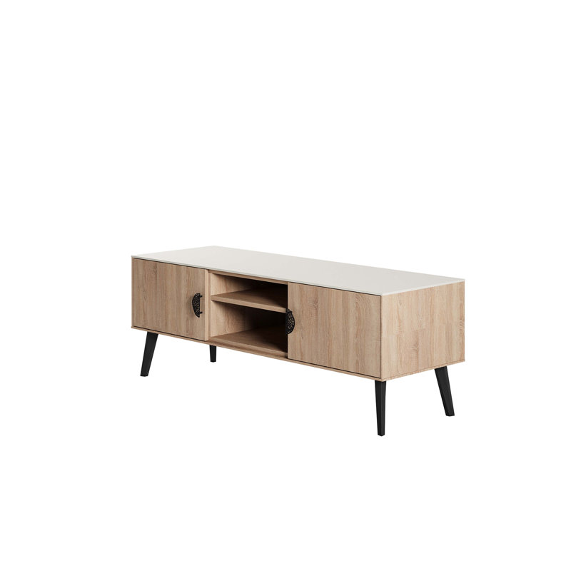 Meuble télé Haley 55 po Mid-Century, Naturel / chair