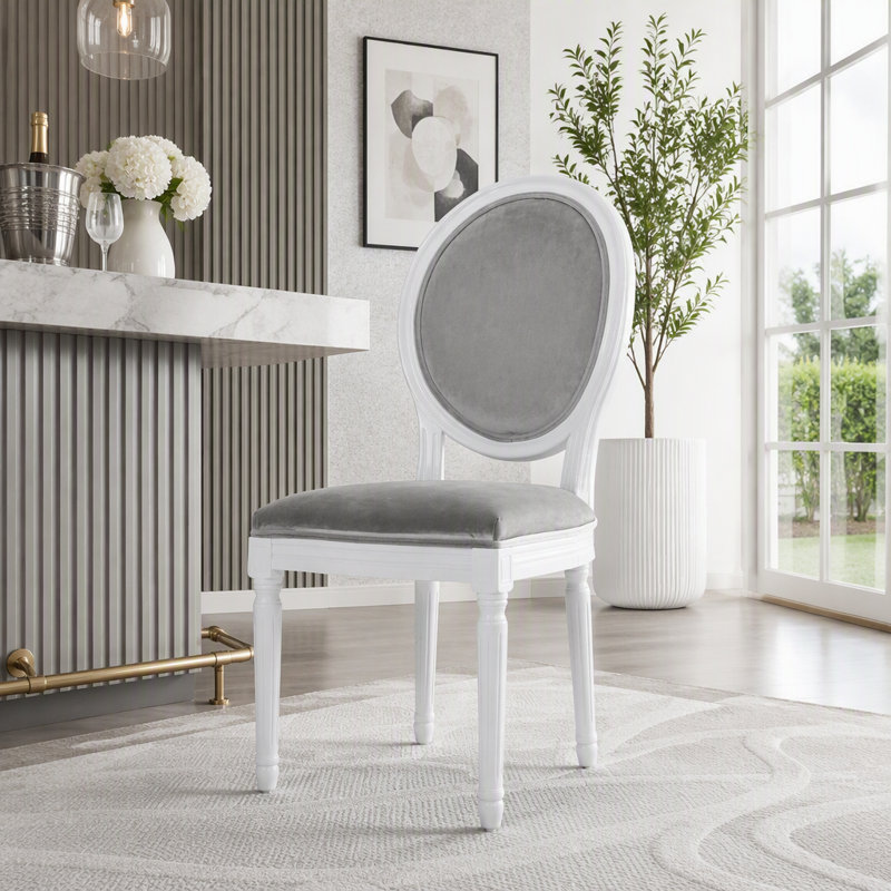 Ensemble de chaises de salle à manger, Gris + blanc