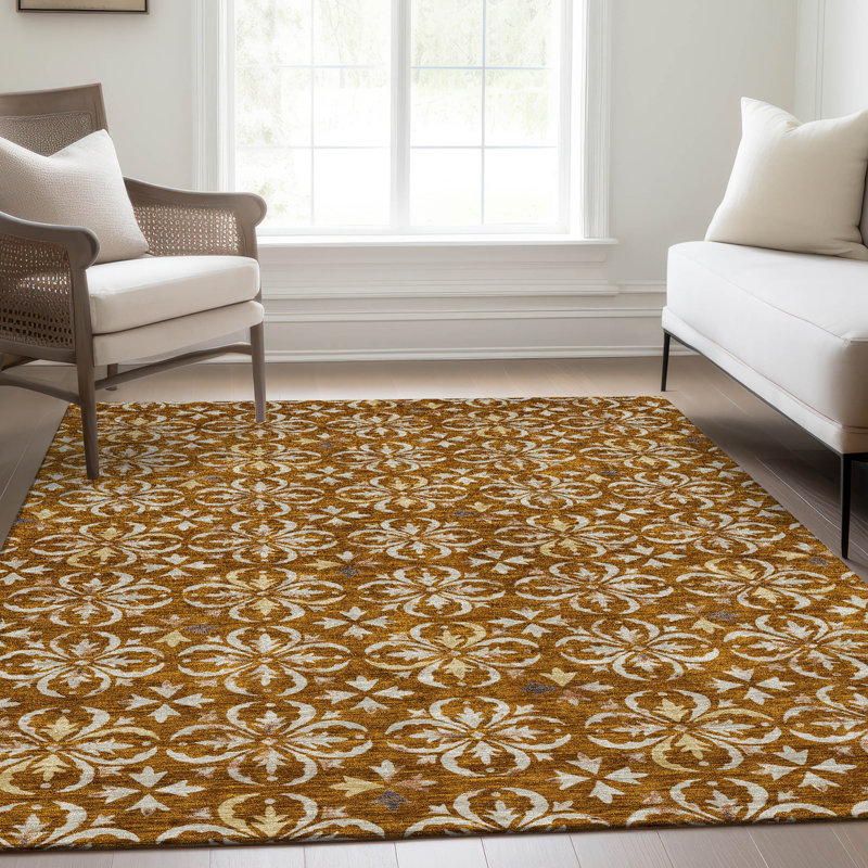 Tapis paprika de qualité supérieure lavable à la machine Prisco, Rectangle 2 pi 6 po x 3 pi 10 po