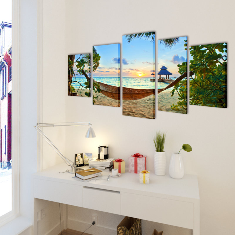 Hammock - 5 Piece No Frame Print on Canvas, 100cm H x 200cm W x 1.8cm D
