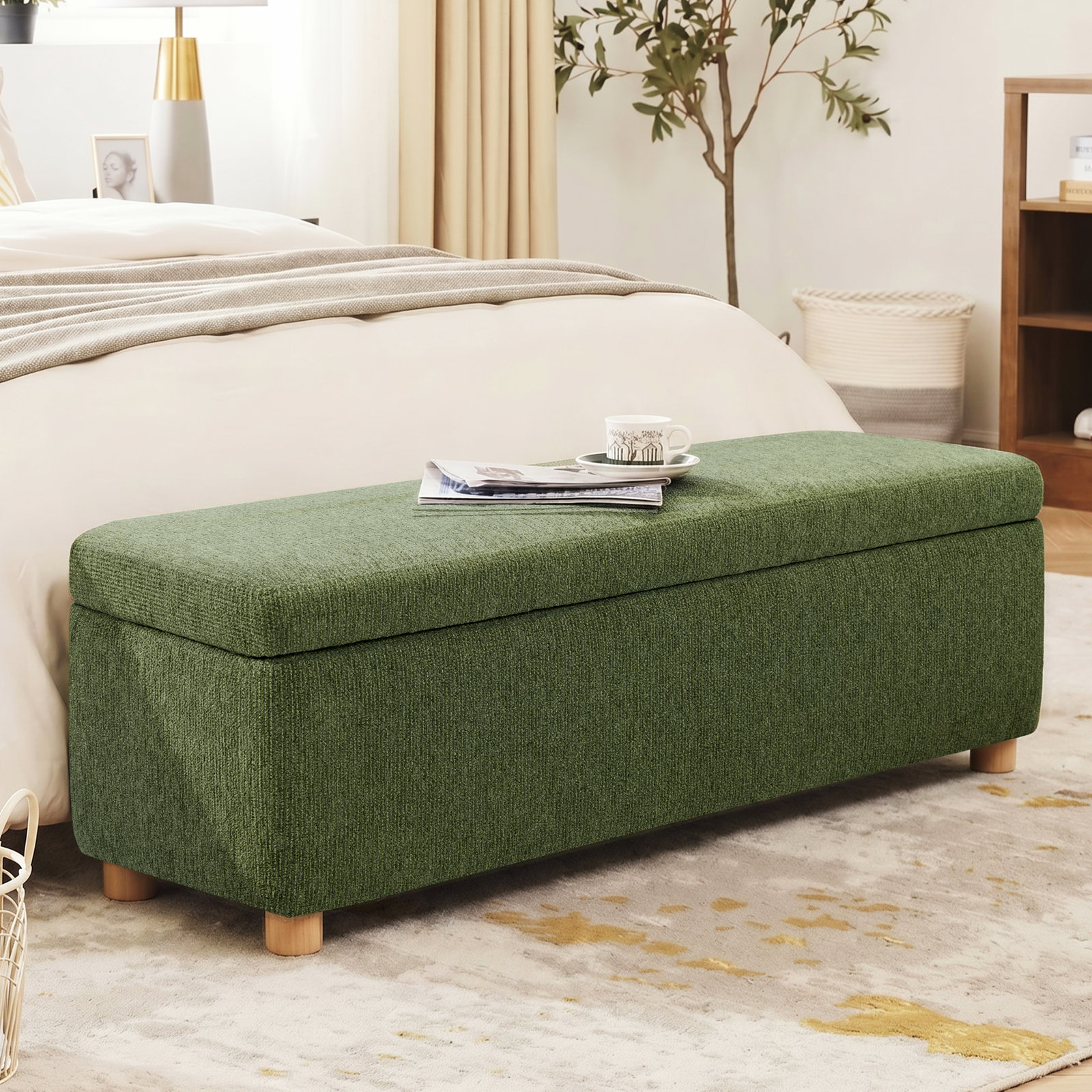 57" Bedroom Bench, Green