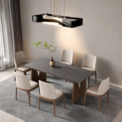 Sintered stone rectangular dining table set