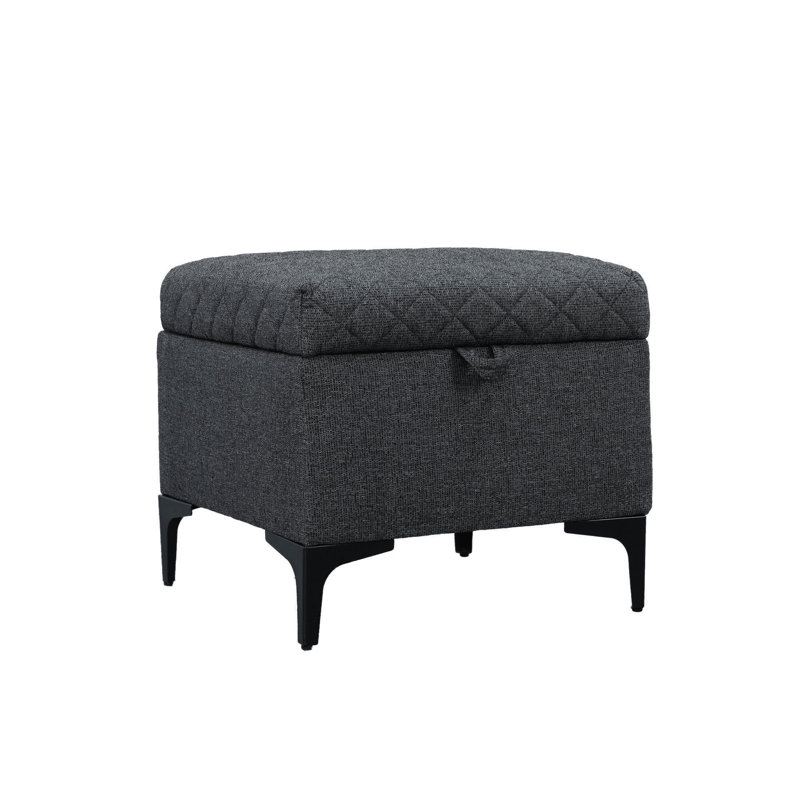 Reba Upholstered Storage Ottoman, Gray