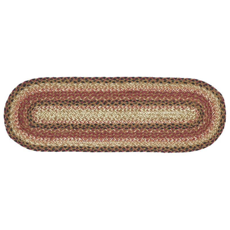 Tapis d'escalier Keyaan terre cuite / bourgogne / brun clair, Oval 8,5 po x 2 pi 3 po