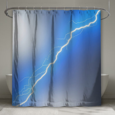 Blue Lightning Bolt Shower Curtains Extra Long