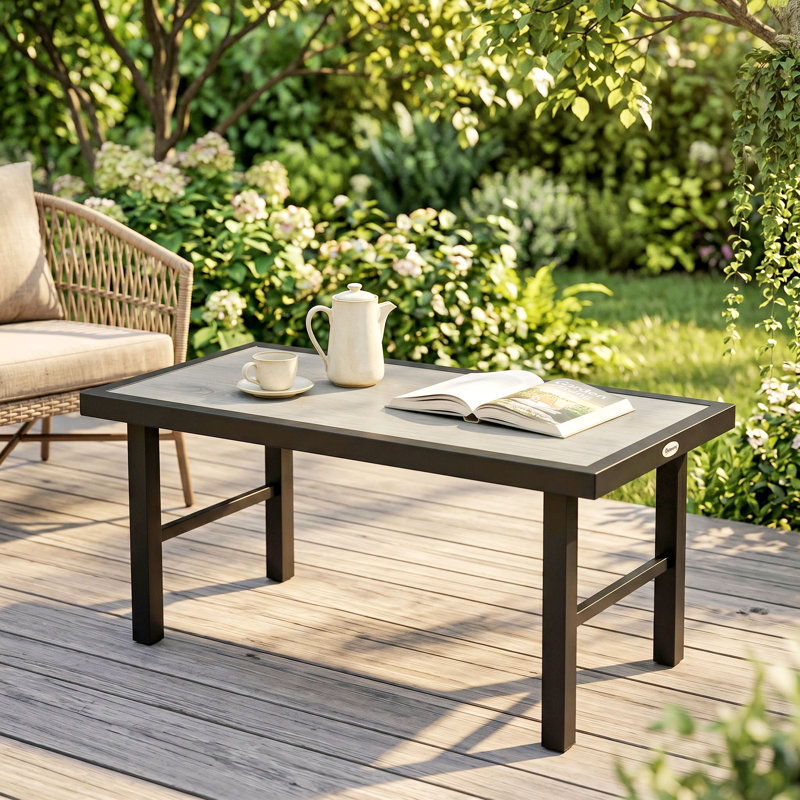 Rectangular 100Cm L Outdoor Coffee Table, Grey