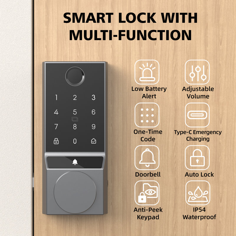 Smart Lock Touchscreen Single Cylinder Deadbolt with Smartkey Security, Polished Chrome